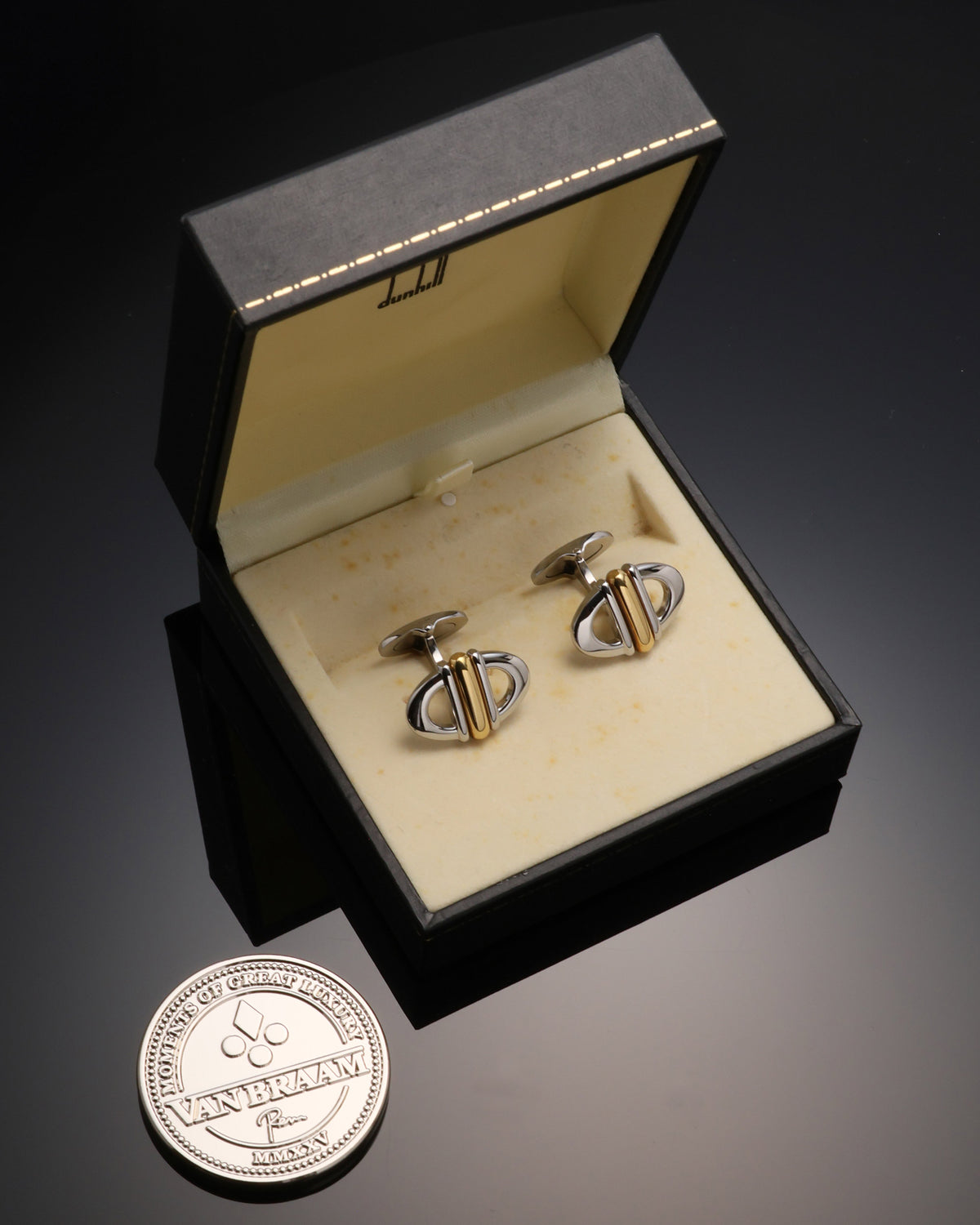 Dunhill L-förmige silberne Manschettenknöpfe