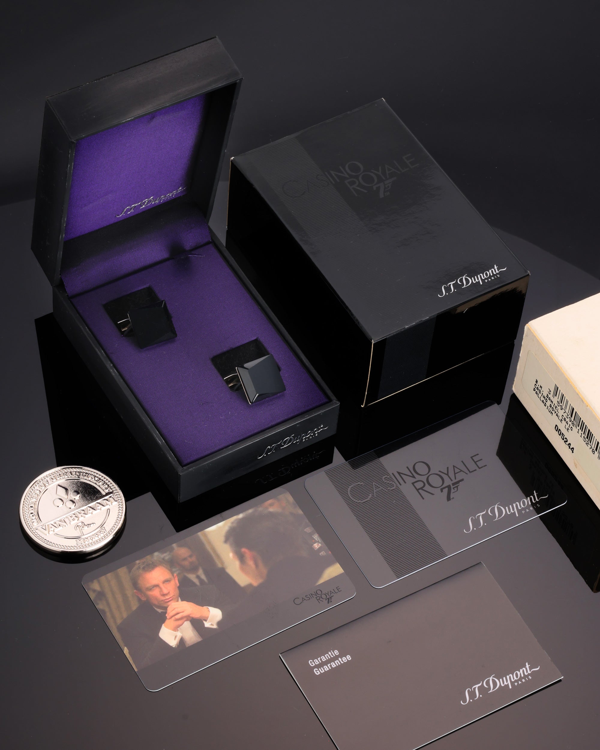 S.T. Dupont 5245 Casino Royale James Bond 007 Palladium Onyx Cufflinks