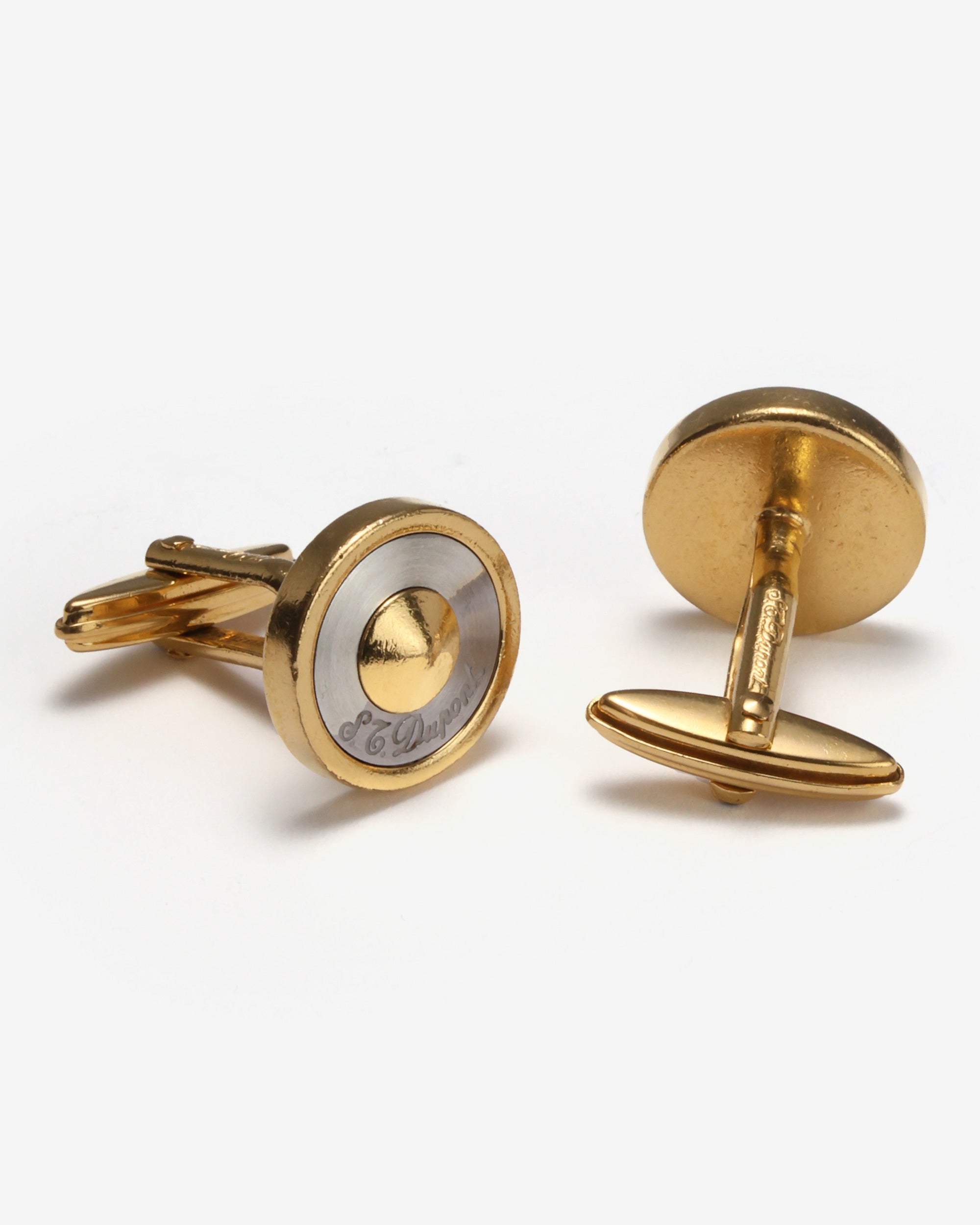 S.T. Dupont Gold Round Cufflinks | Van Braam